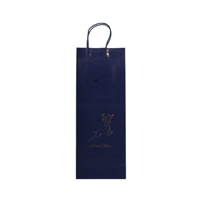 Sacos Asa Torcida Kraft Branco para Garrafa - Azul, Dourado e Branco - "Noite Feliz"