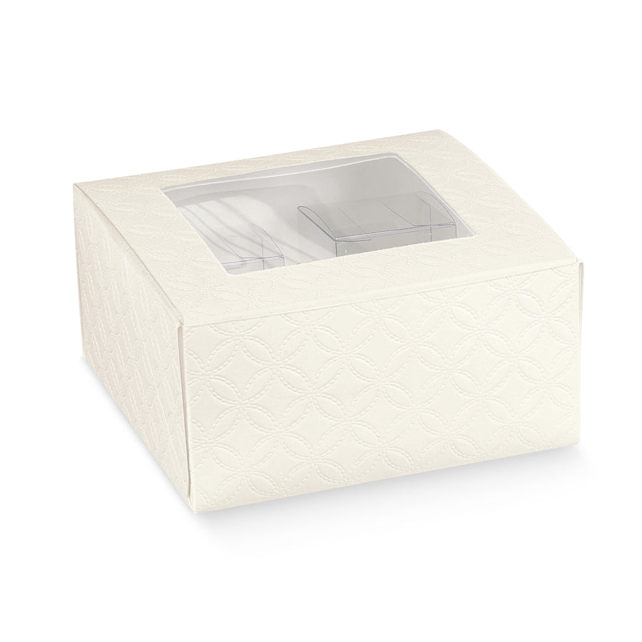 PVC Window Box with 4 Internal 40Lx40W PVC Mini Boxes - White - "Matelasse"