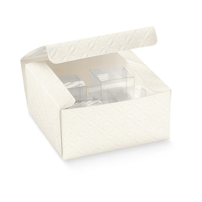 PVC Window Box with 4 Internal 40Lx40W PVC Mini Boxes - White - "Matelasse"