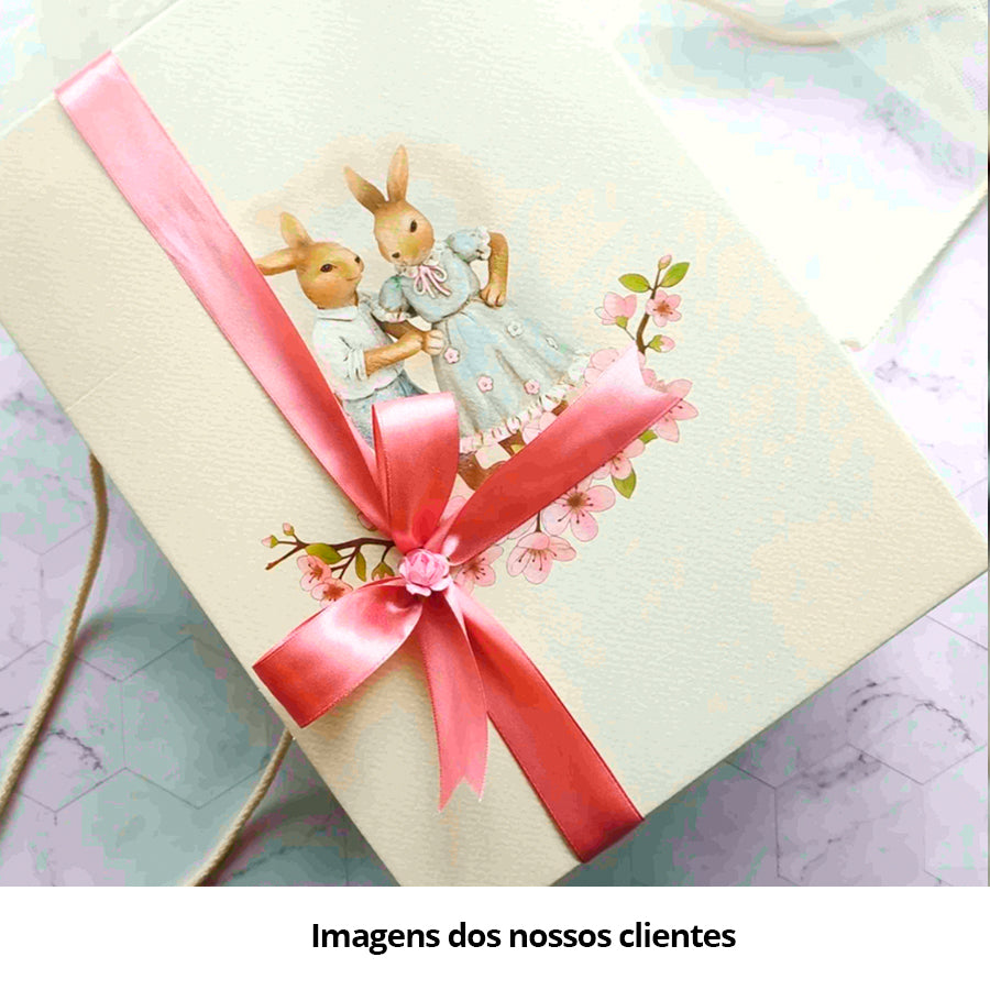 Cajas Segreto con cordón - Blanco y Rosa - "Conejo de Pascua"
