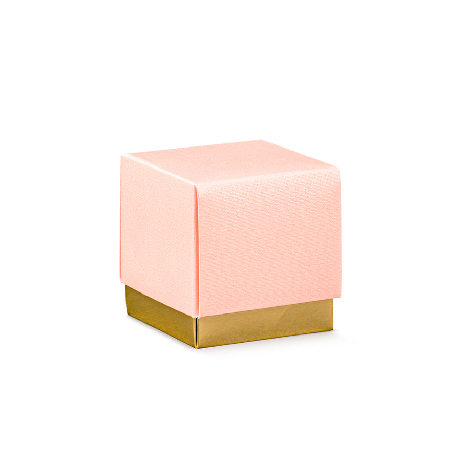 Cajas Fleur con tapa y fondo - Rosa y Oro - "Lino"
