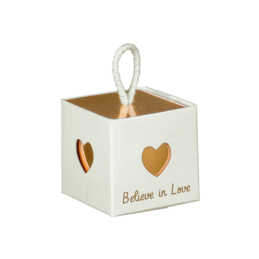 Cajas con Cuerda - Blanco y Dorado - "Believe in Love"