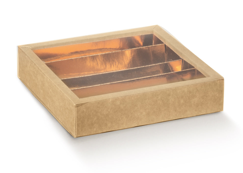 PVC Boxes with Sleeve and Dividers - Kraft and Gold
