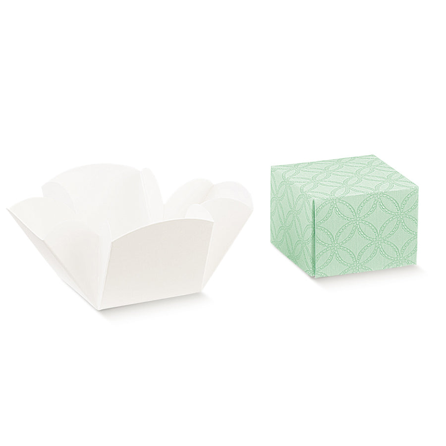 Caixas Fleur com Tampa e Fundo - Verde - "Matelasse"