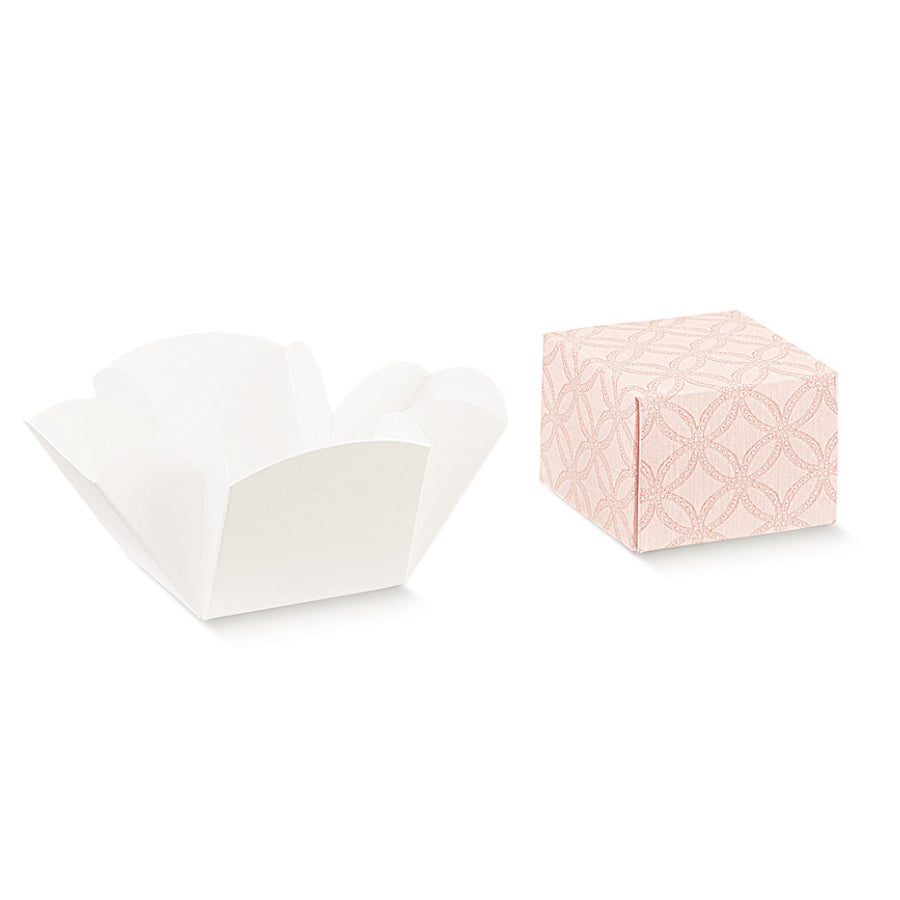 Caixas Fleur com Tampa e Fundo - Rosa - "Matelasse"