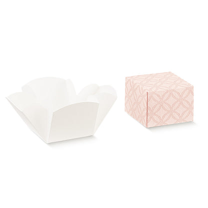 Fleur Boxes with Lid and Base - Pink - "Matelasse"