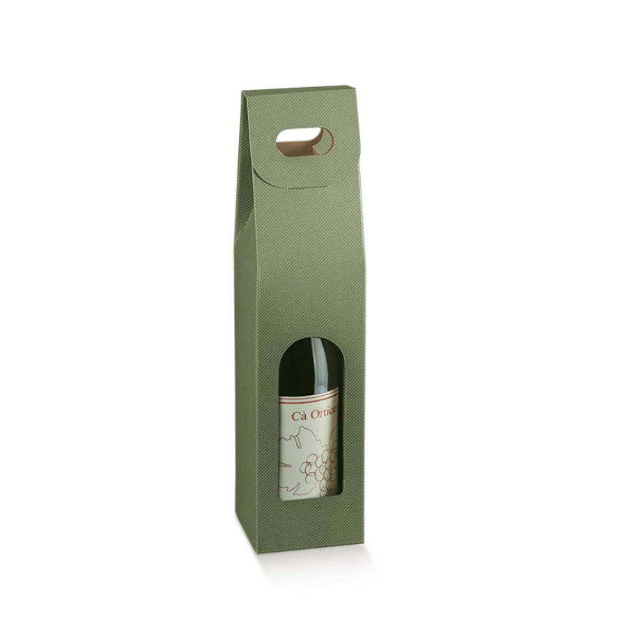 Cajas con Ventana para Botellas - Verde - "Línea"