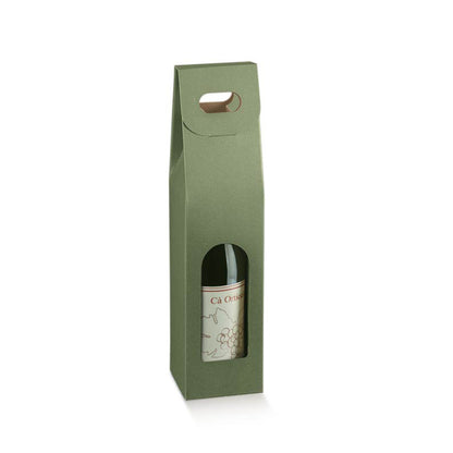 Cajas con Ventana para Botellas - Verde - "Línea"