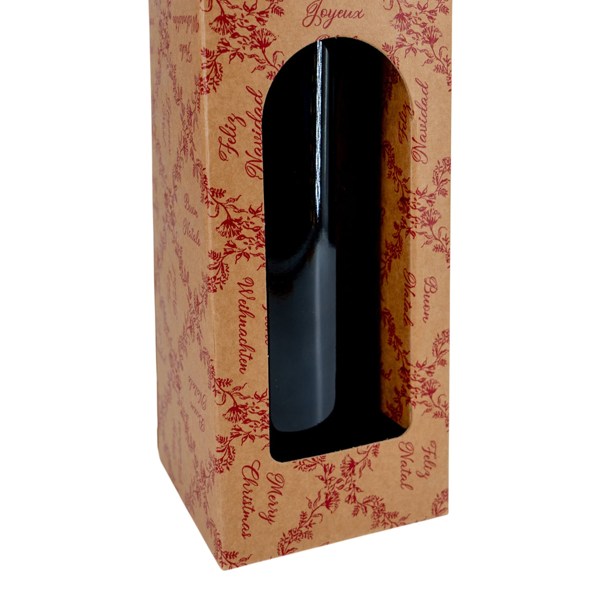 Caixas com Janela para Garrafas - Kraft e Vermelho - "Royal Garden"