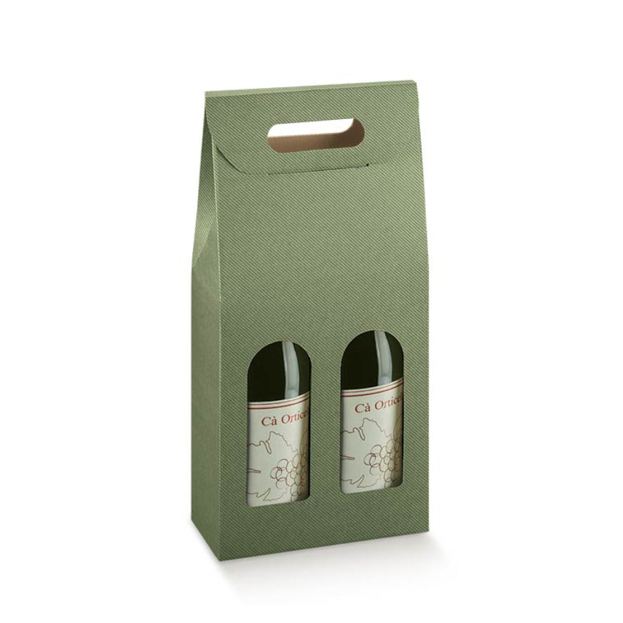Cajas con Ventana para Botellas - Verde - "Línea"