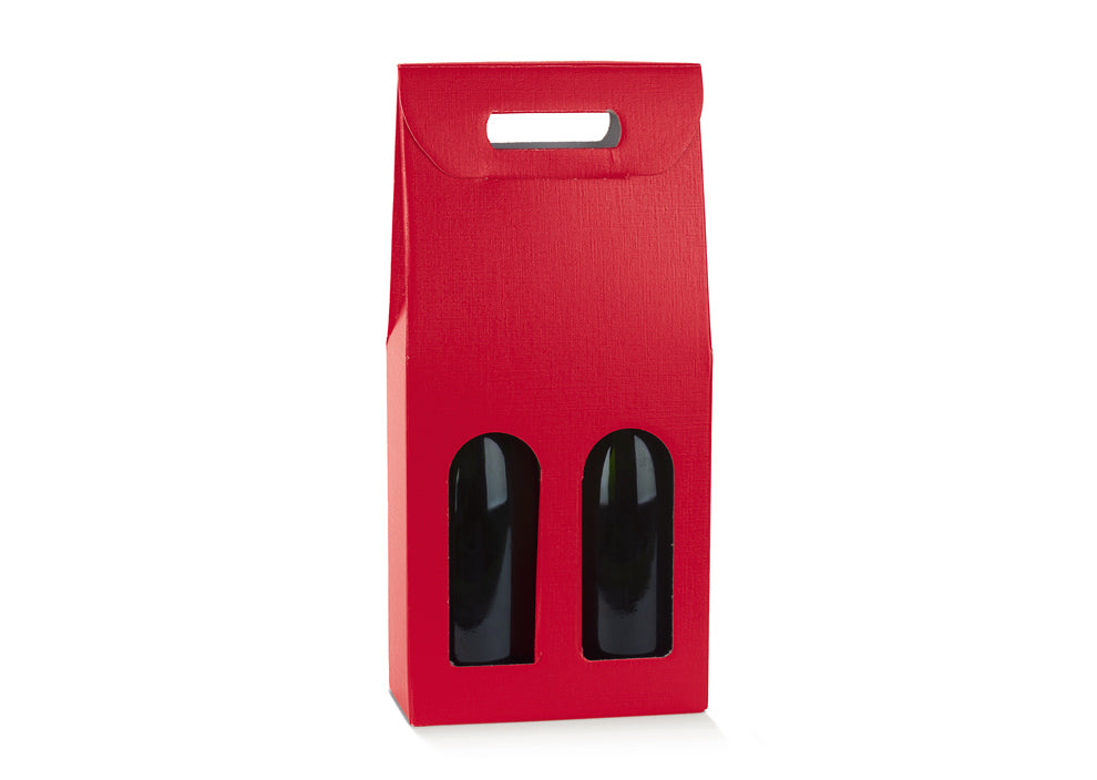 Caixas com Janela para Garrafas - Vermelho - "Fibra"