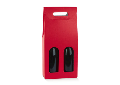 Caixas com Janela para Garrafas - Vermelho - "Fibra"