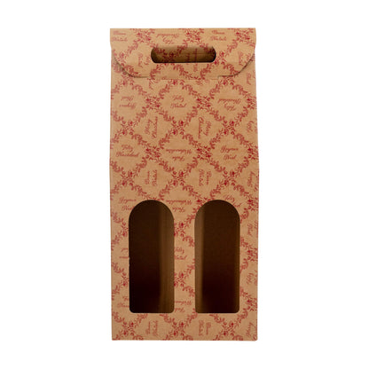 Caixas com Janela para Garrafas - Kraft e Vermelho - "Royal Garden"