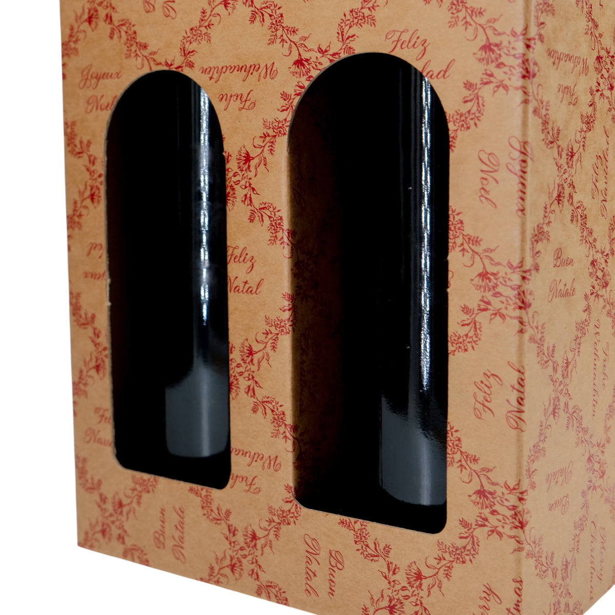 Caixas com Janela para Garrafas - Kraft e Vermelho - "Royal Garden"