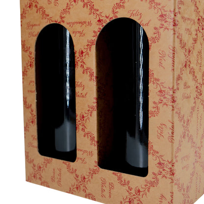 Caixas com Janela para Garrafas - Kraft e Vermelho - "Royal Garden"