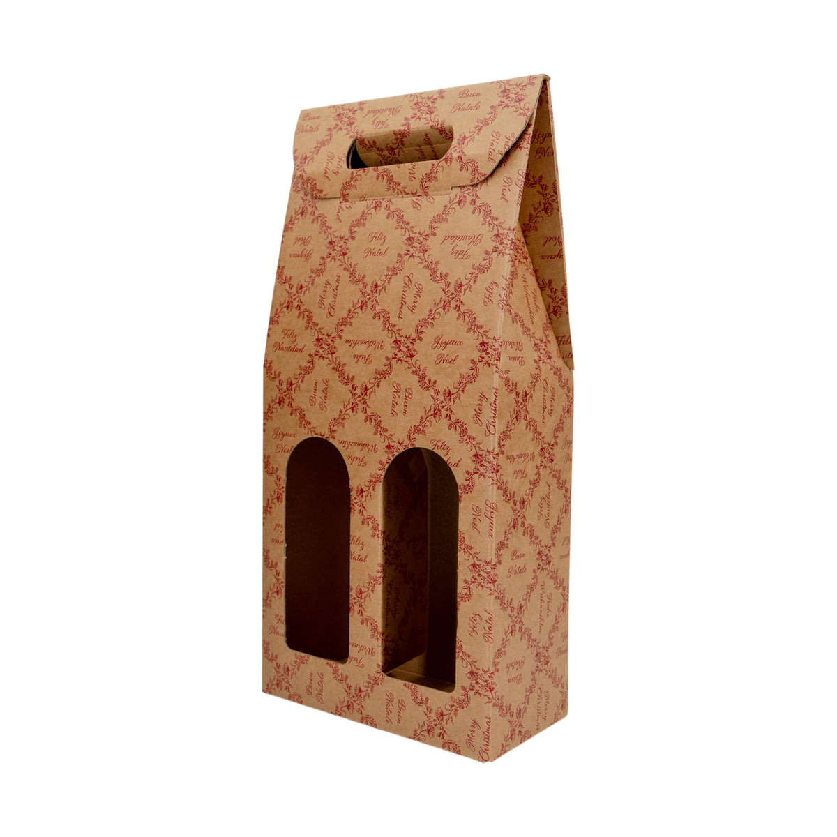Caixas com Janela para Garrafas - Kraft e Vermelho - "Royal Garden"