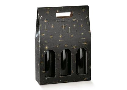 Windowed Bottle Boxes - Black - "Constellation"