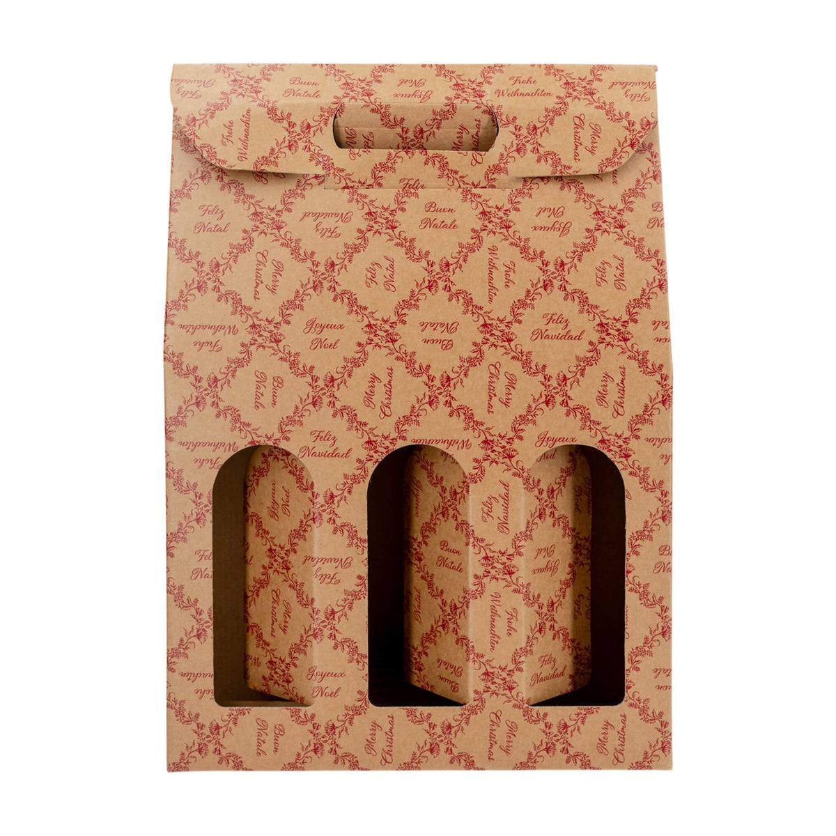 Caixas com Janela para Garrafas - Kraft e Vermelho - "Royal Garden"