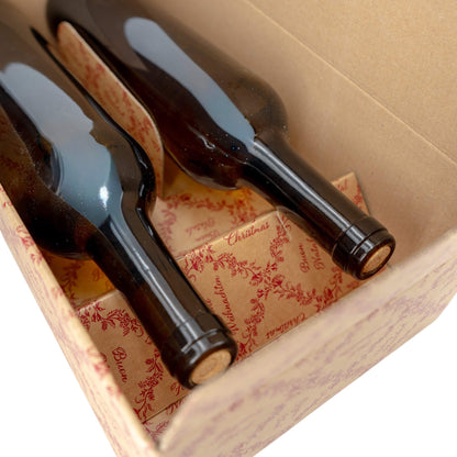 Cajas Únicas para Botellas - Kraft y Rojo - "Royal Garden"