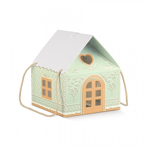 Caixa Casa com Cordão - Verde - "Little Houses"