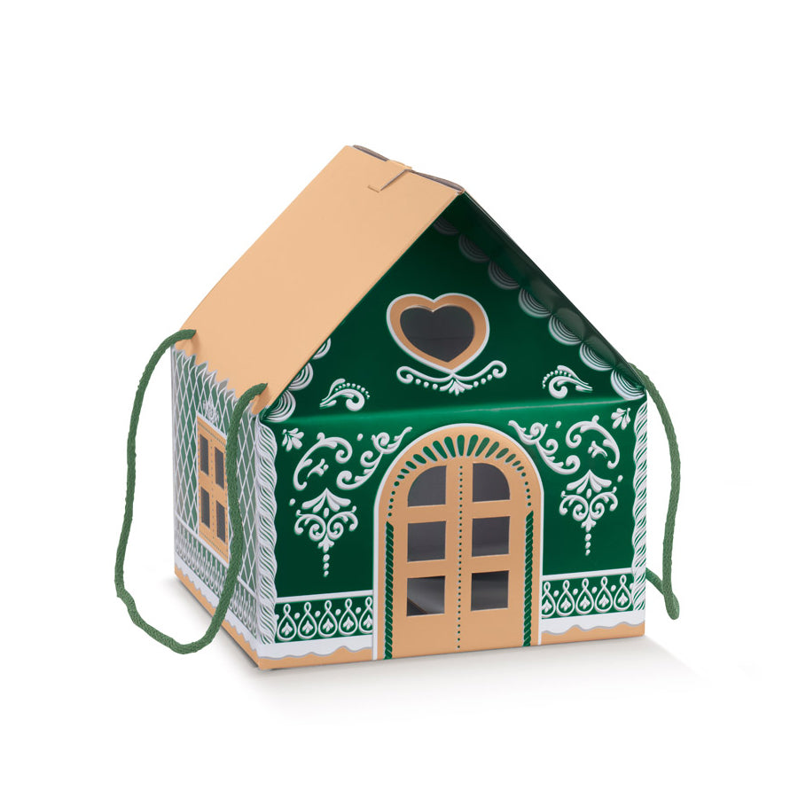 Caixa Casa com Cordão - Kraft Verde - "Little Houses"