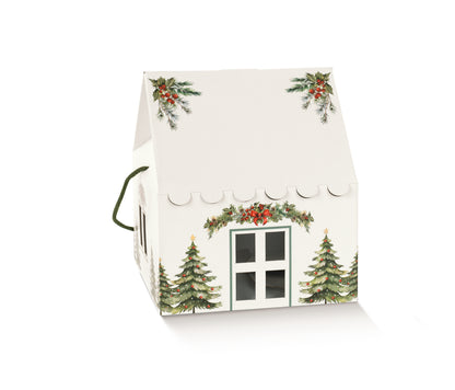 Caixa Casa com Cordão - Branco e Verde - "Pini"
