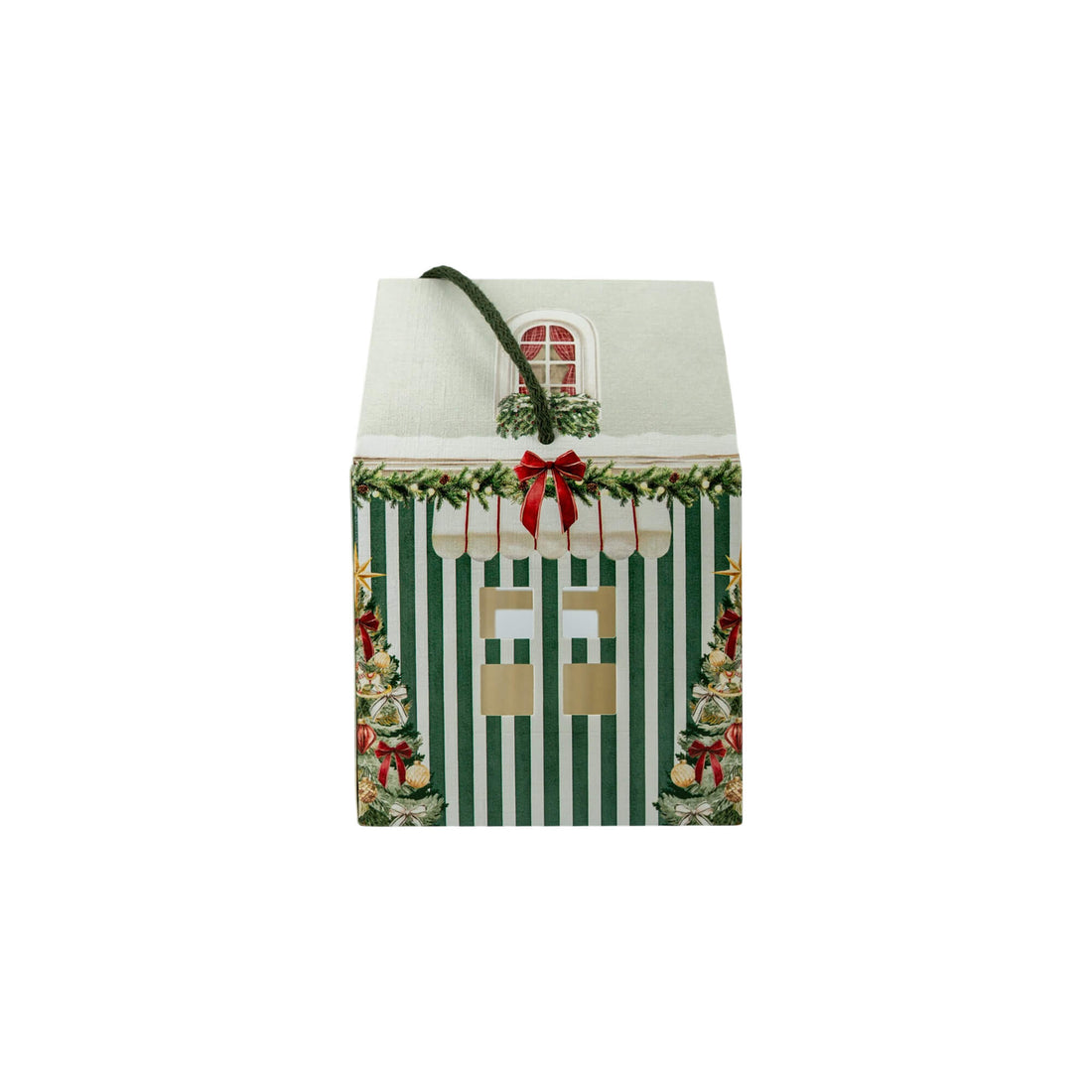 House Box with Cord - Green and White - "Market Green"