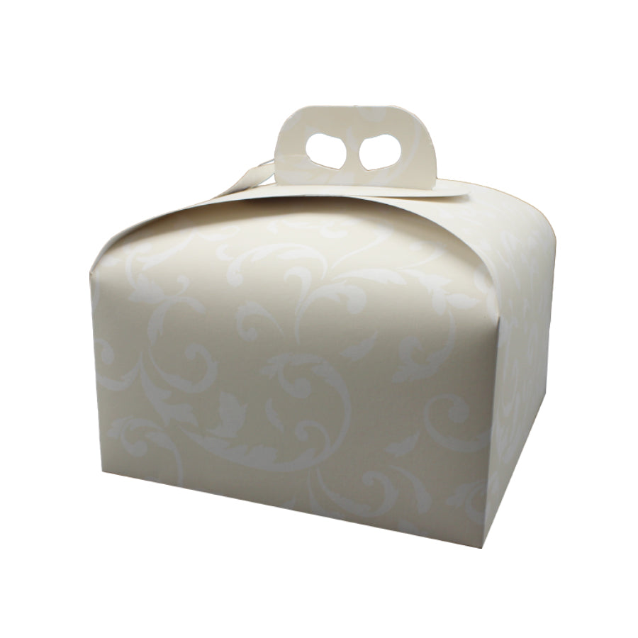 Panettone Box - Ivory - "Damask"