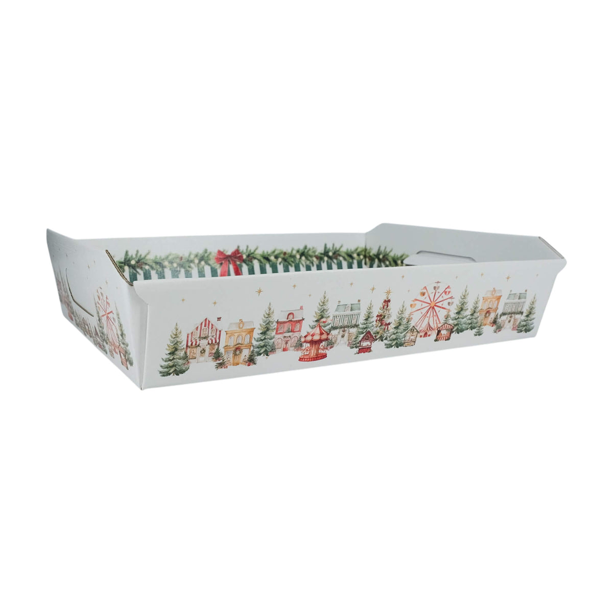 Cesta Cabaz Incollato com Asa - Verde e Branco - "Market Verde"