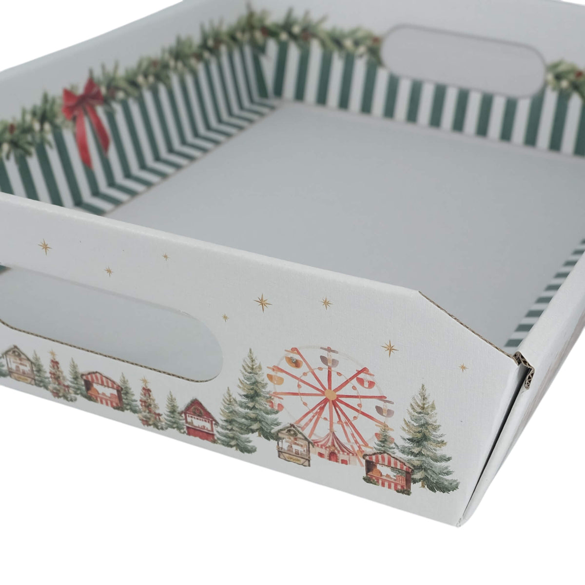 Cesta Cabaz Incollato com Asa - Verde e Branco - "Market Verde"