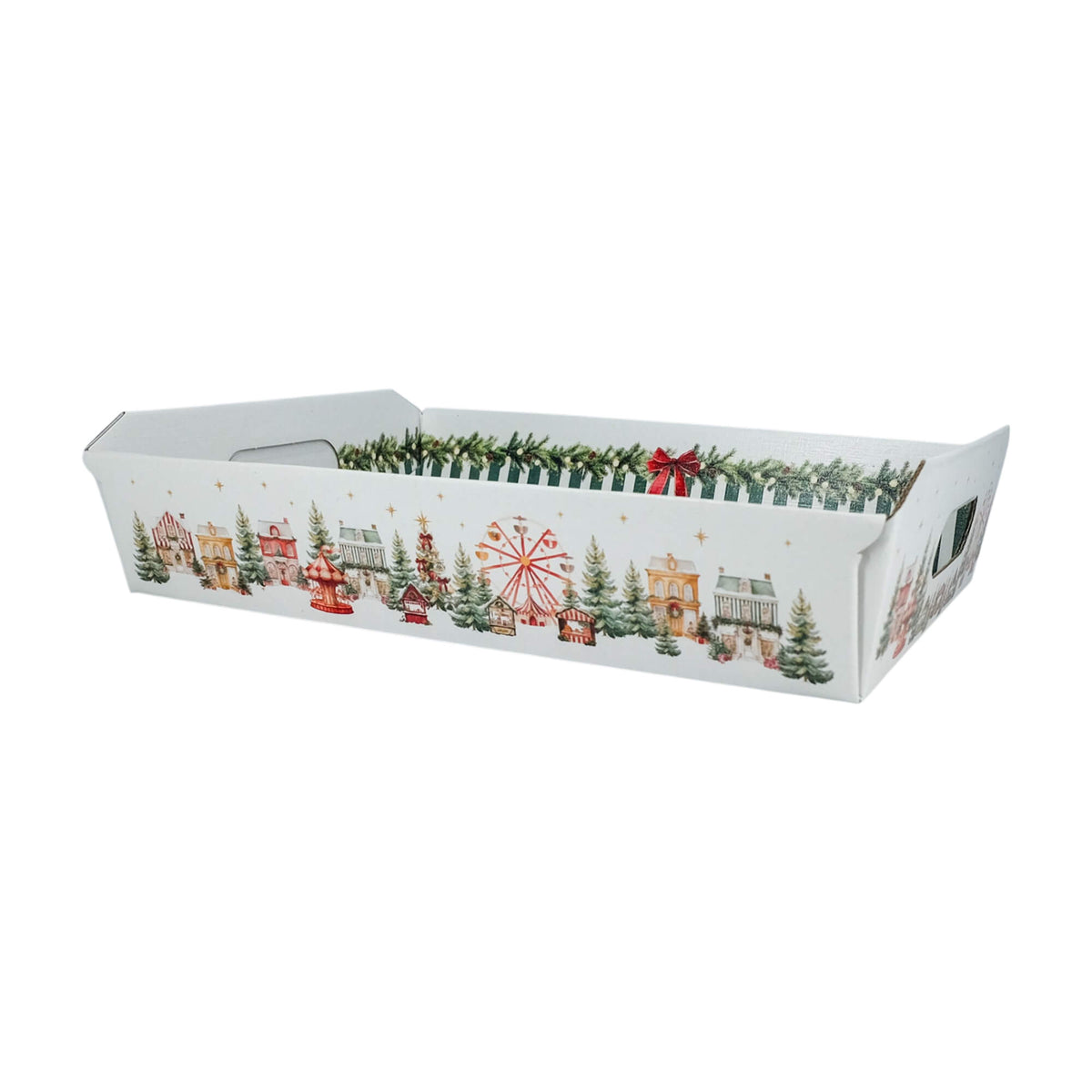 Cesta Cabaz Incollato com Asa - Verde e Branco - "Market Verde"