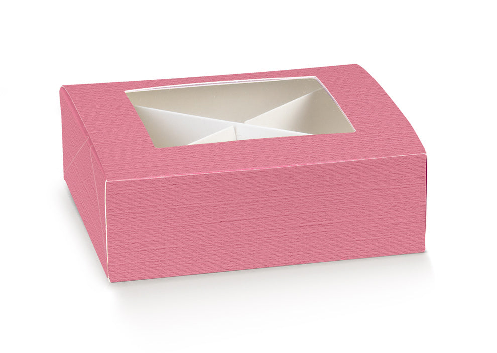 Cajas Práctica con Ventana y Divisor - Fucsia - "Fibra"