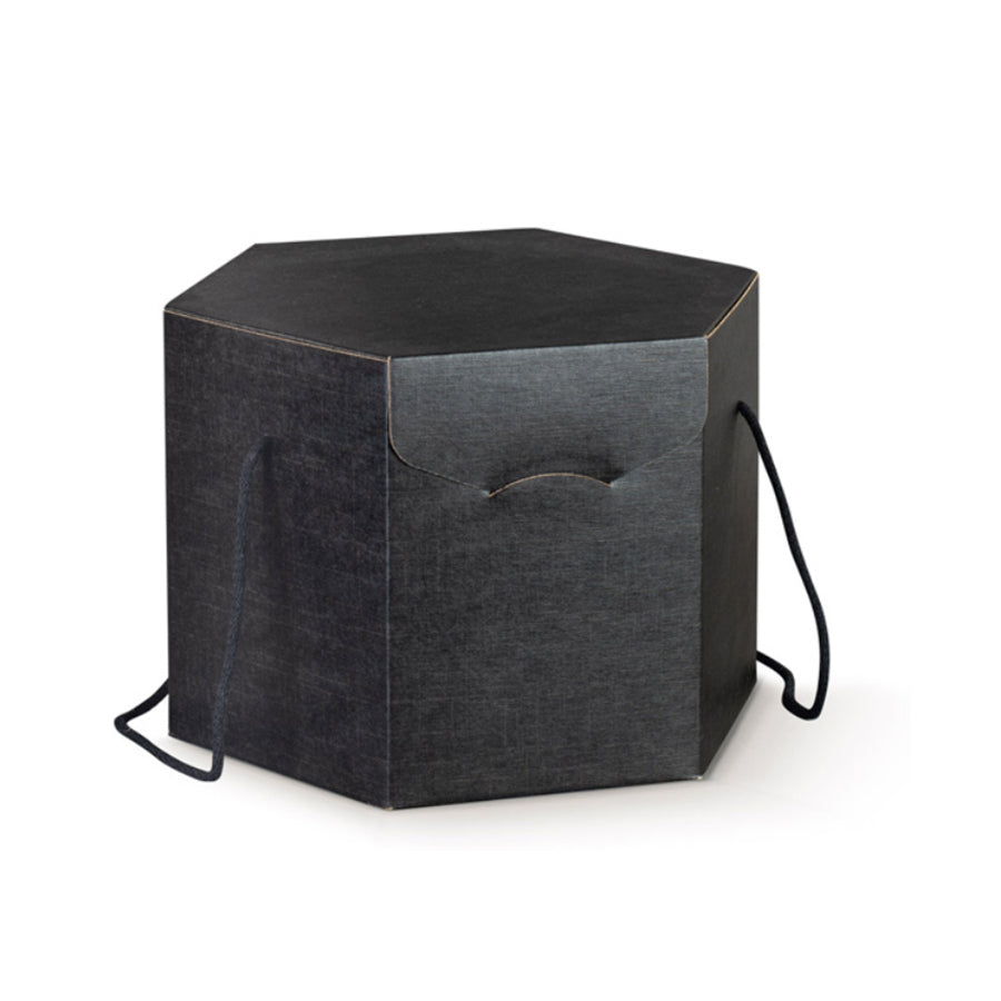 Caixa Hexagonal com Cordão - Preto - "Seta"