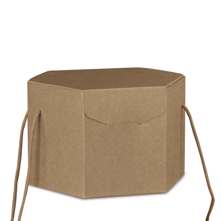 Caixa Hexagonal com Cordão - Kraft - "Avana"