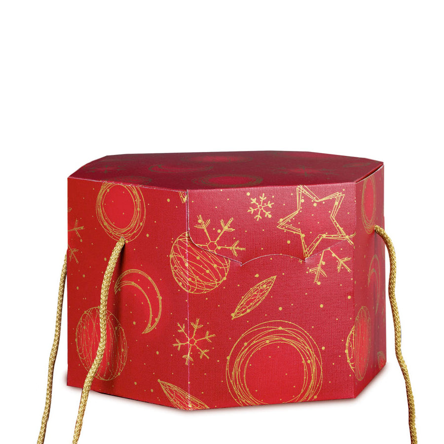 Caixa Hexagonal com Cordão - Vermelho e Ouro - "Red Universe"