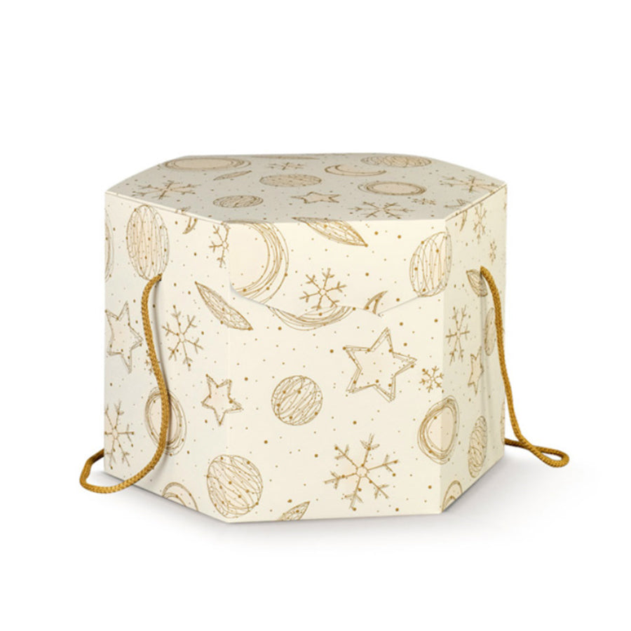Caixa Hexagonal com Cordão - Branco - "White Universe"