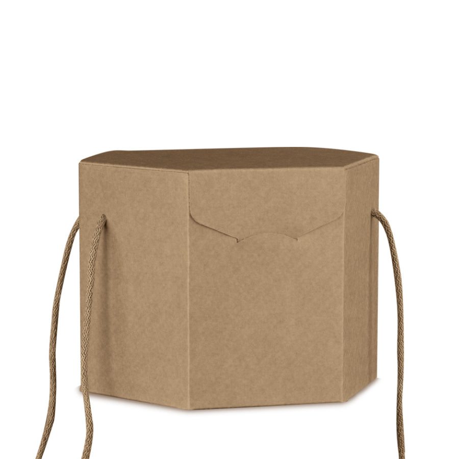 Caja hexagonal con cordón - Kraft - "Avana"