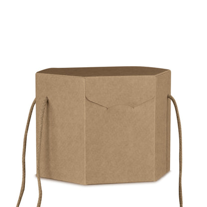 Caja hexagonal con cordón - Kraft - "Avana"