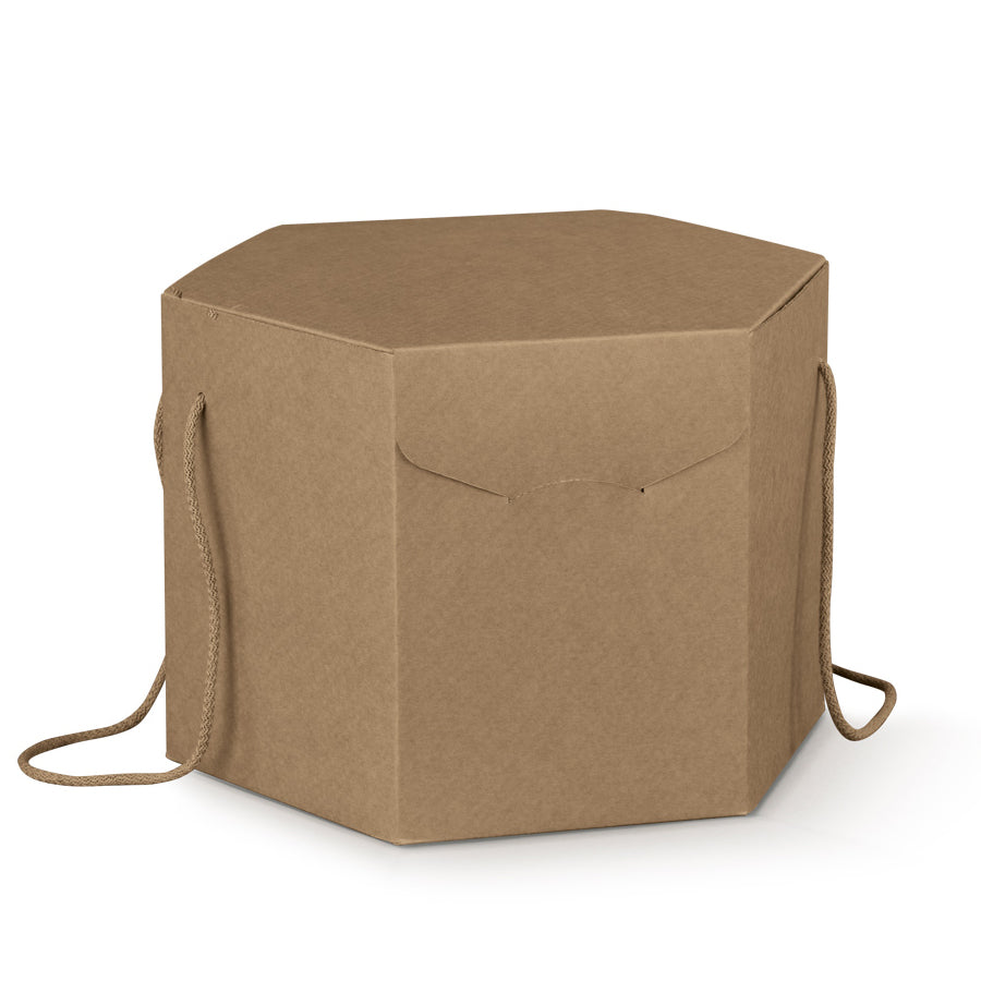 Caja hexagonal con cordón - Kraft - "Avana"