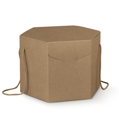 Caja hexagonal con cordón - Kraft - "Avana"