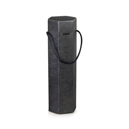 Caixas Hexagonais com Cordão para Garrafas - Preto - "Seta"
