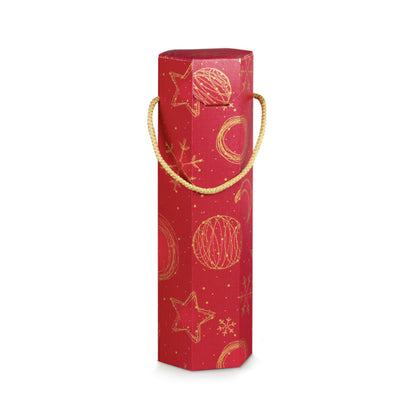 Caixas Hexagonais com Cordão para Garrafas - Vermelho e Ouro - "Red Universe"