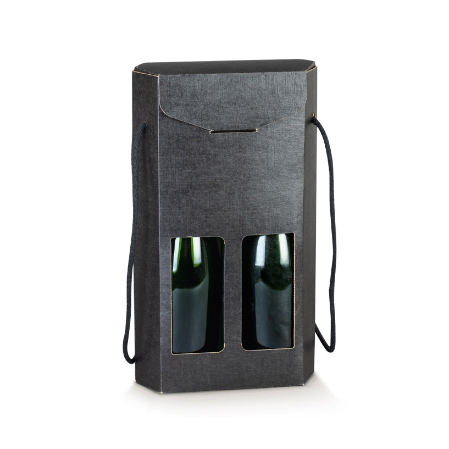 Caixas Hexagonais com Cordão para Garrafas - Preto - "Seta"
