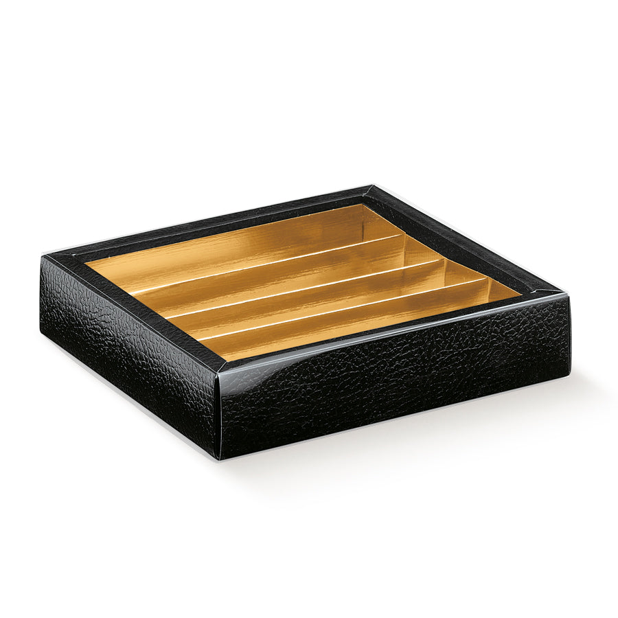 PVC Boxes with Sleeve and Dividers - Black - "Leather"