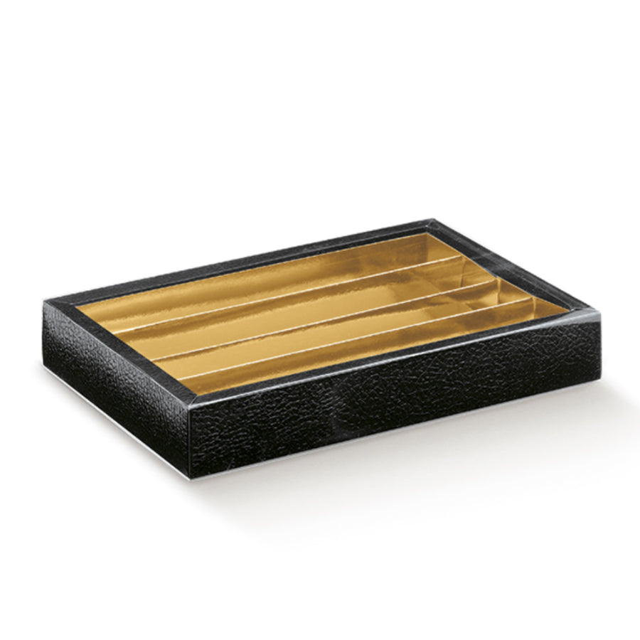 PVC Boxes with Sleeve and Dividers - Black - "Leather"