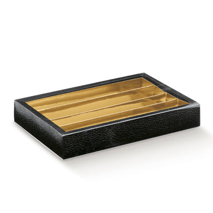 PVC Boxes with Sleeve and Dividers - Black - "Leather"