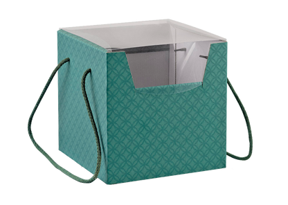 Secret Box with Drawstring and PVC Lid - Green - "Quilted"
