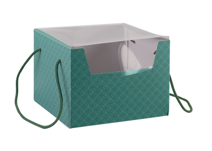 Secret Box with Drawstring and PVC Lid - Green - "Quilted"