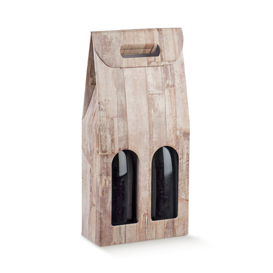 Cajas con Ventana para Botellas - Marrón Claro - "Wood"