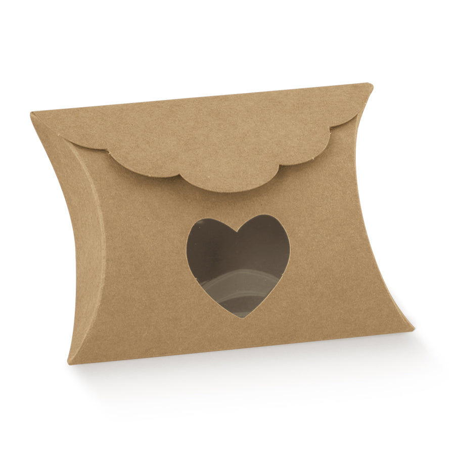 Oval Boxes with Heart Window - Kraft